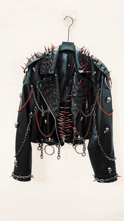 vintage Leather jacket Gothic Leather jacket Punk Leather jacketoversizeLeather jacket Rivet Leather jacket skull Leather jacket