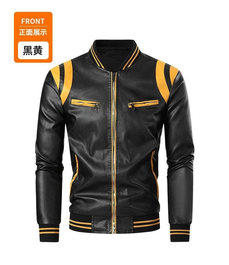 Spring and Autumn New Fashion Trend Retro Motorcycle PU Leather Jacket Men's Casual Loose Sports Large Size High Quality Coat