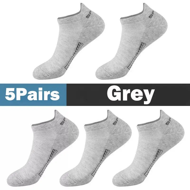 5 Pairs Men's Socks High Quality Women's Low Cut Round Neck Ankle Socks Sports Mesh Breathable Summer Autumn Men's Boat Socks