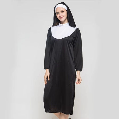 Higih Quality Adult Size Father's Clothing Virgin Mary Black Cosplay Costume Priest Role Nun Costume Cosplay Events