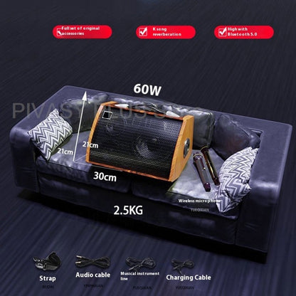 Caixa de Som Portátil 120W Bluetooth 5.0 Alto-falante Bateria 5000mAh Áudio de 3 Vias Para Canto ao Ar Livre Karaokê Guitarra DJ