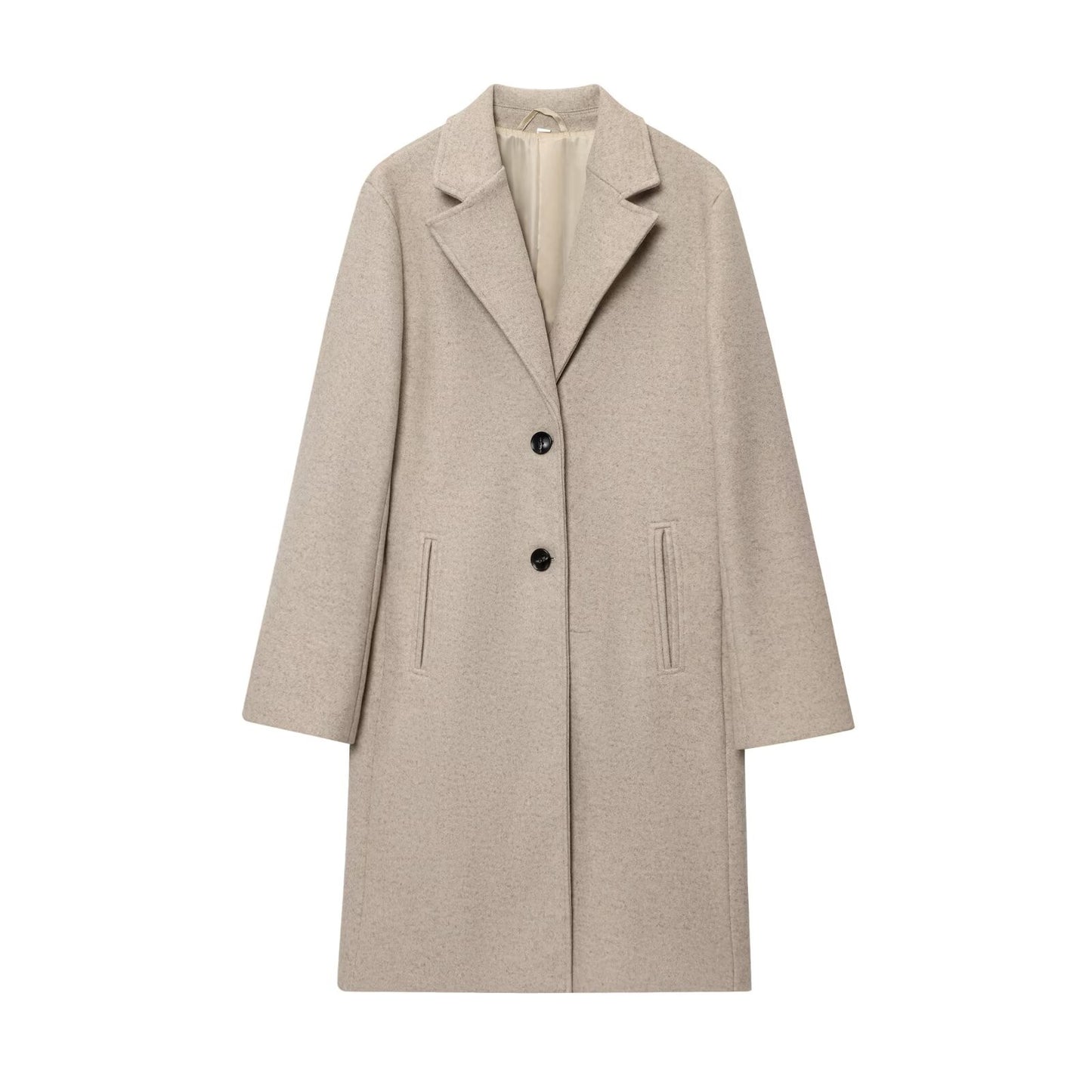 DiYiG WOMAN 2025 Autumn New Fashion Solid Color Woolen Coat Retro Long Sleeve Joker Button Coat Outerwear Mujer