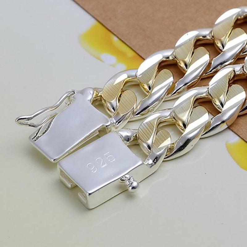 Pulseira de casamento de corrente cubana colorida de 10 mm de prata esterlina 925 para homens e mulheres, presente de aniversário moderno com berloque
