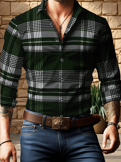 2025 Men's Long Sleeve Dress Shirt Slim Fit Business Formal Shirt Classic Striped Color Office Wedding Party Wear Shirt for Men
