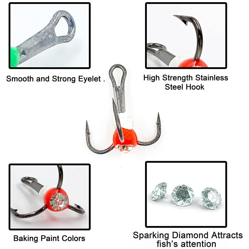 5PCS/10PCS Anzol de Pesca Anzol Triplo de Pesca no Gelo de Inverno Ferramenta de Apetrechos de Aço Carbono Iscas de Aço Carbono que Afundam Iscas de Inverno