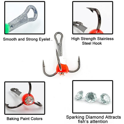 5PCS/10PCS Anzol de Pesca Anzol Triplo de Pesca no Gelo de Inverno Ferramenta de Apetrechos de Aço Carbono Iscas de Aço Carbono que Afundam Iscas de Inverno