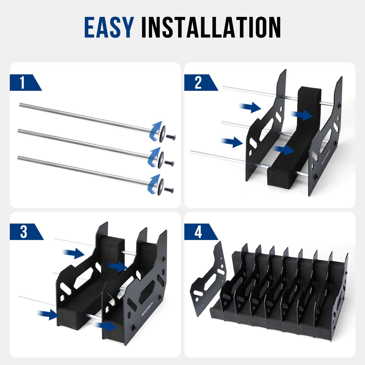 Suporte para Pistolas e Revólveres Blacksmith com 4/5/6 Compartimentos - Organizador de Armazenamento Doméstico para Economia de Espaço