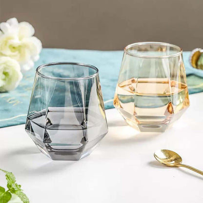 Copo de uísque criativo e elegante 320ml 11oz Copos coloridos para suco e chá Copo de vidro hexagonal doméstico Copos para coquetel e conhaque