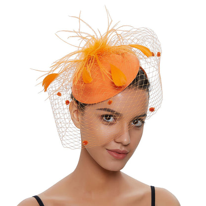 Fascinator Hat Veil Feather Fascinator Hair Clip Tea Party Pillbox Derby Hat Fascinator Bridal Wedding Veil
