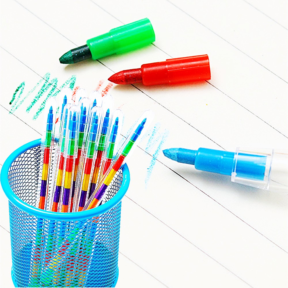 12/24Pcs Set Stackable Colorful Painting Graffiti Crayons Kids Party Supplies Birthday Gifts Kindergarten School Teacher Prizes