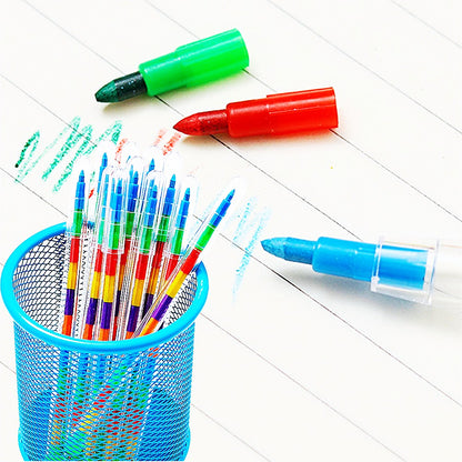12/24Pcs Set Stackable Colorful Painting Graffiti Crayons Kids Party Supplies Birthday Gifts Kindergarten School Teacher Prizes