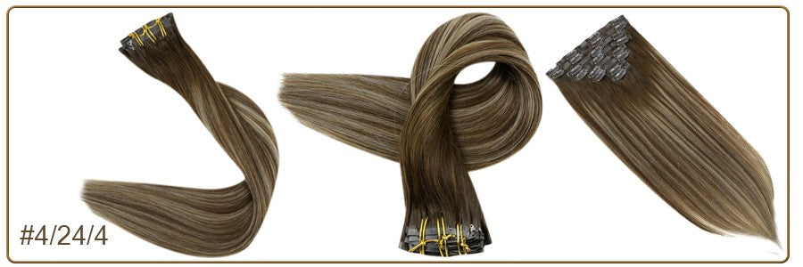 Full Shine PU Clip Hair Extensions Cabelo Humano Remy 100g Extensões Invisíveis Sem Costura de Cabelo Humano Clip-In Cor Balayage Loiro