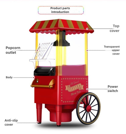 110-220V Electric Popcorn Maker Home Corn Popcorn Making Machine Fully Automatic Trolley Corn Popper DIY Creativity for Children