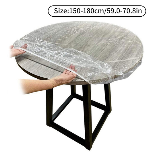 65-180cm Waterproof Round Transparent Elastic Edged Table Cover PVC Simple Convient Kitchen Catering Protector Tablecloth