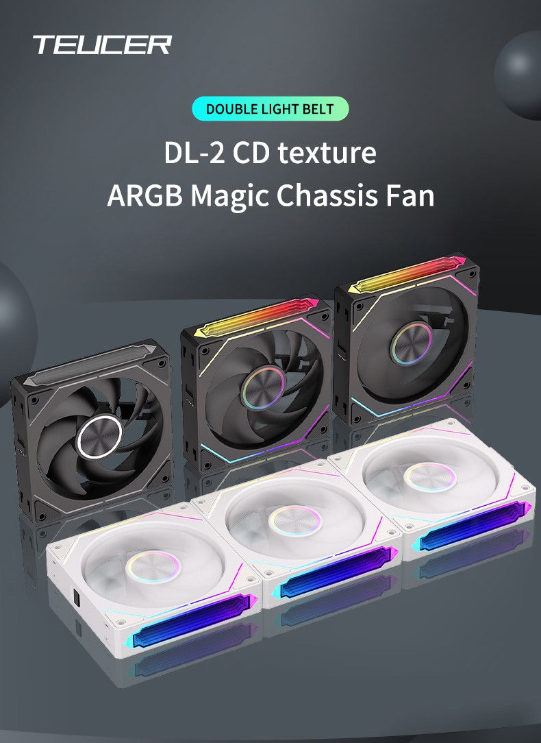 TEUCER DL-2 ARGB PC Fan 3-in-1 Case Fan Compatible with 240 360 Water Cooling Radiator Wireless Cooling Fan Kit