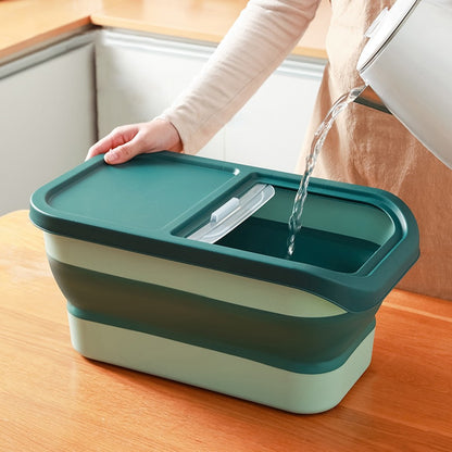 Recipiente Dobrável para Ração de Cães e Gatos de 6/15 Litros, Caixa para Ração Seca de Gatos com Tampas, Recipientes Herméticos para Armazenamento de Grãos e Arroz de Cozinha