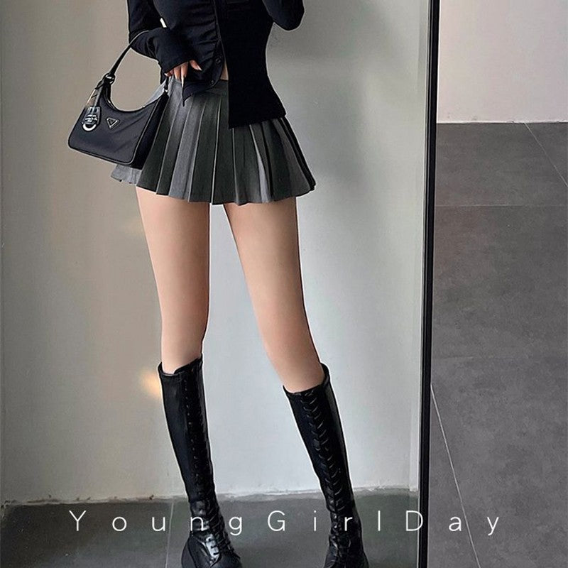 Pleated Skirt with Shorts Women Sexy High Waist Irregular White Black A-line Gyaru Tennis extreme Mini Skirt School