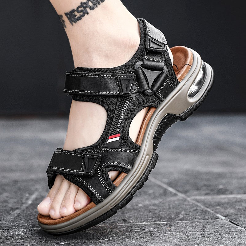 Fashion Men's Sandals Summer Soft Beach Flip Flop Comfortable Genuine Leather Sandals Outdoor Men Roman Sandals Size 46