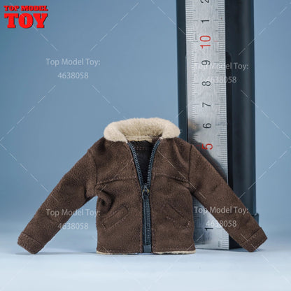 Jaqueta de Couro Marrom em Escala 1/12 Acessório de Roupa Modelo para Bonecos Articulados de 6'' Romankey Ant Notaman Masculino Soldados