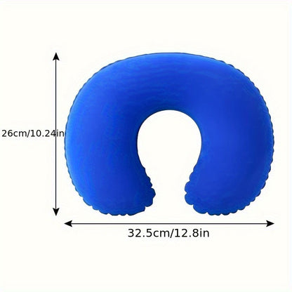 Ergonomic C-Shaped Neck Pillow, Polyester Travel  Car Support Cushion U-shaped Travel Inflatable Pillow