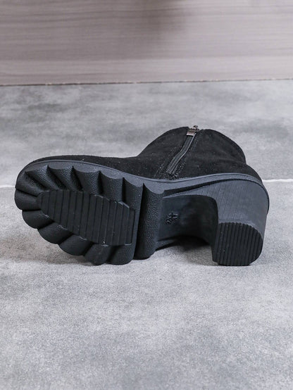 2024 New Autumn Winter Women Pumps Boots High Quality Zipper European Ladies Shoes Suede Fabric High Heels Boots Fast Delivery