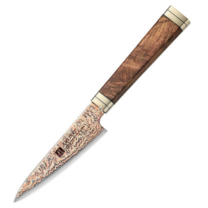 XINZUO 1-5 peças Conjunto de facas de cozinha Artesanais Faca de Chef Lâmina de Aço Damasco de Cobre Tricolor 53 Camadas com Cabo de Madeira Padauk e G10