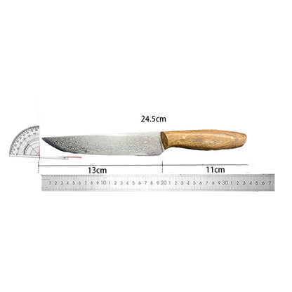 Faca Utilitária de 5 Polegadas com Bainha Lâmina de Aço Damasco de 67 Camadas Cabo de Madeira Faca de Cozinha Afiada para Desossar e Legumes Ferramentas de Culinária