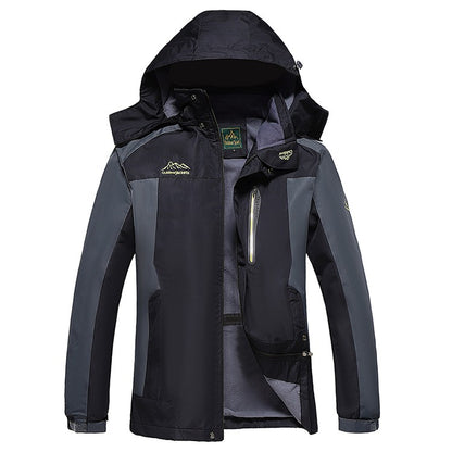 Outdoor Men's Red & Black Waterproof Windproof Breathable Jacket with Detachable Hood for Hiking Climbing Camping?