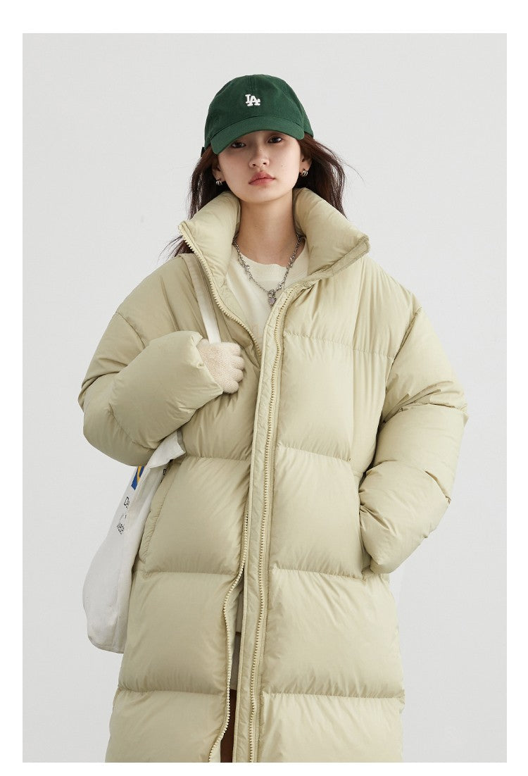 CHIC VEN Women Down Coats Loose Thick Stand-up Collar New Long Thick Down Jacket 80 White Duck Down Female Outerwear Winter 2024