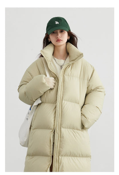 CHIC VEN Women Down Coats Loose Thick Stand-up Collar New Long Thick Down Jacket 80 White Duck Down Female Outerwear Winter 2024