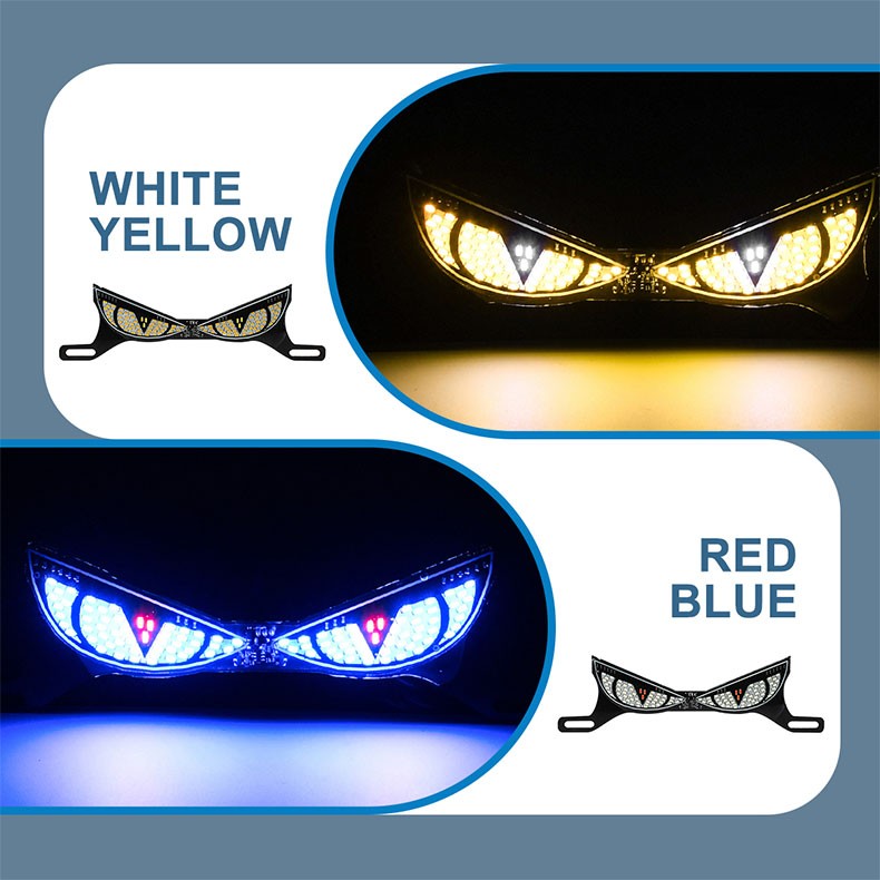 1 Par Luz de Placa de Moto Lanterna Traseira Modificada Lâmpada de Atmosfera Decorativa LED Olho de Diabo Strobo Luzes Únicas 12V Universal