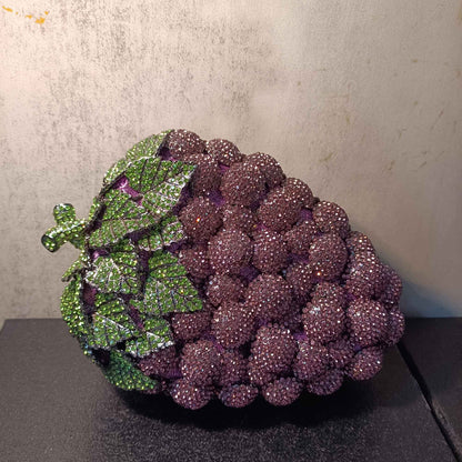 Fashion Grape Crystal Bags Purse Purple Designer Women Party Clutches Mini Clutch Bags Drop Shipping Wedding Bridal Handbags