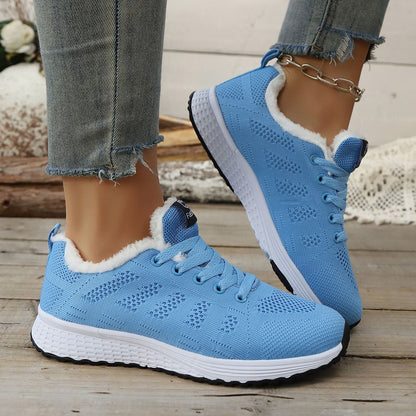 Winter Warm  Casual Sports Shoes  Women's Fleece-lined High-top Sneakers