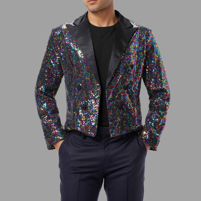 Fashionable Tailcoats for Men's Party Stage Banquets Nightclubs Performances Sequins Designs Slim Fit Blazer Masculino