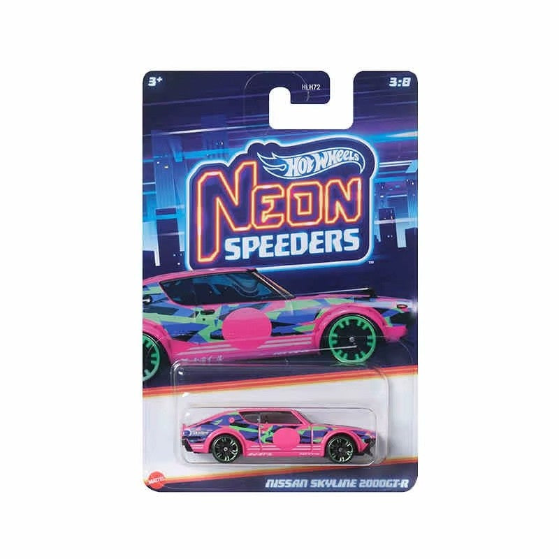 Hot Wheels Neon Speeders Series 8 Diecast Car Set 1/64 Scale Models Mazda RX-7 Datsun 510 B C D HLH72 Collectible Toy Xmas Gifts