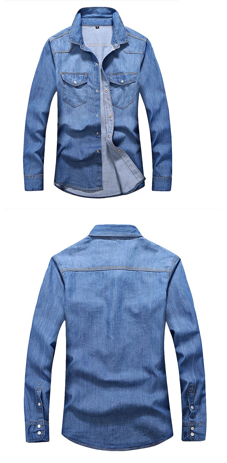 2023 spring and autumn Washing Charm jeans shirts Long sleeve men's shirt Denim Wear  men's jacket Cowboy wear free shipping