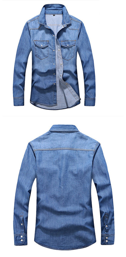 2023 spring and autumn Washing Charm jeans shirts Long sleeve men's shirt Denim Wear  men's jacket Cowboy wear free shipping