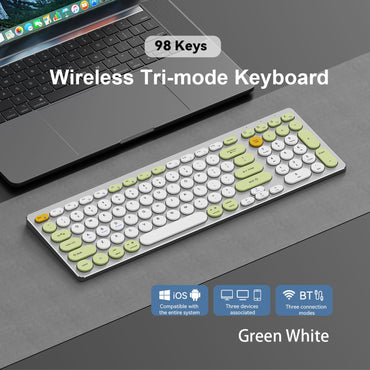 98-Key Ultra-Thin Aluminum Silent Keyboard with Scissor-Switch, Tri-Mode BT/2.4G/Type-C Connectivity&Ergonomic Design for Typing