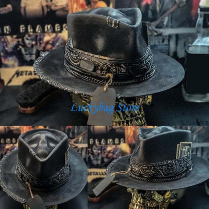 X7XE Halloween Gift Cowboy Hat Perfect Present for Halloween Lovers Skull-themed