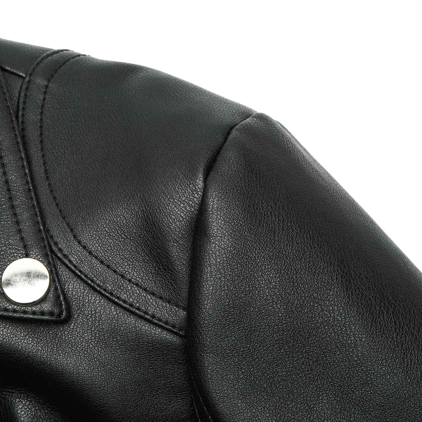 ? Biker Style Pu Leather Jacket for Women - Vegan Faux Motorcycle Jacket with Zipper & Buttons (Black/White/Red/Green)