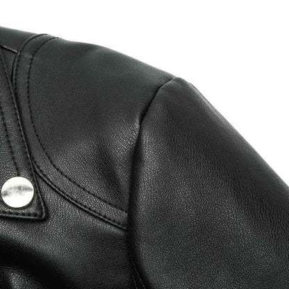 ? Biker Style Pu Leather Jacket for Women - Vegan Faux Motorcycle Jacket with Zipper & Buttons (Black/White/Red/Green)