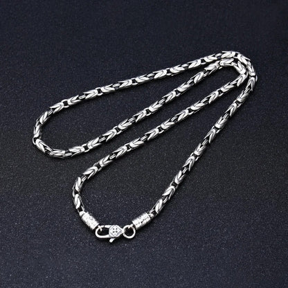 Nova Moda 100% Pura Joia de Prata S925 Retrô 6MM de Espessura Mantra de Seis Caracteres Colares Masculinos de Personalidade na Moda