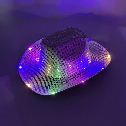 Chapéu de caubói/caubói com LED pisca-pisca, chapéu que brilha, festa de carnaval, homens, mulheres, despedida de solteira, suprimentos de casamento