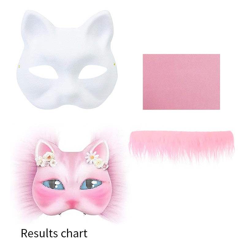 Therian Mask Kit Hand-Made Fox Themed Blank Half Face Hand-painted Mask DIY Masks For Makeup Ball Halloween Party Christmas Gift