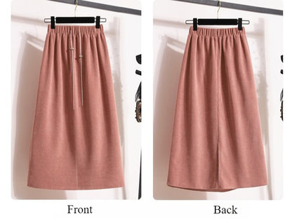 Women's New Style High-Waist Plus Size Skirts Elastic Waist Solid Wrap Buttocks Autumn Winter 2025 Versatile Straight Leg Skirt