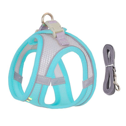Conjunto de Coleira e Peitoral para Cães Pequenos Ajustável Peitoral Colete para Cães e Gatos Filhotes Bulldog Francês Chihuahua Pug Caminhada ao Ar Livre Guia Coleira