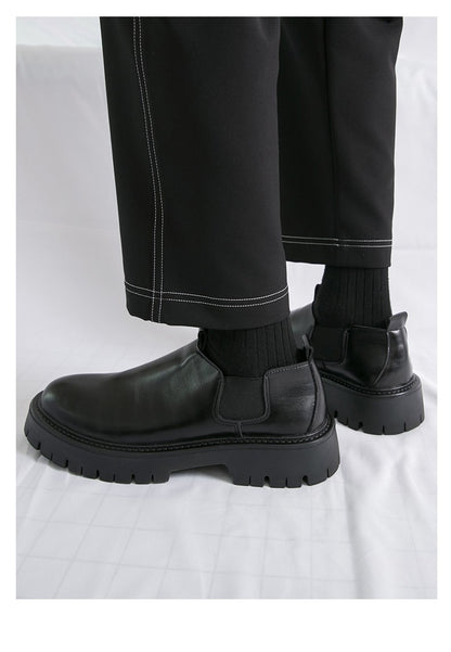 High Quality Thick Soled Leather Shoes Male Trend Men’s Dress Shoes Formal Leather Platform Loafers Shoes For Man