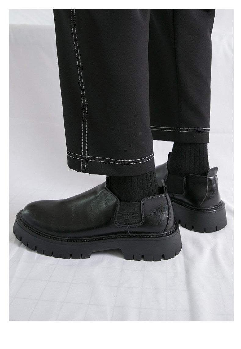 High Quality Thick Soled Leather Shoes Male Trend Men’s Dress Shoes Formal Leather Platform Loafers Shoes For Man