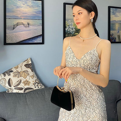 Luxury Black Satin Evening Clutch Bag High-Quality Flannel Small Handbag Elegant Dinner Party Crossbody Wallet for Women