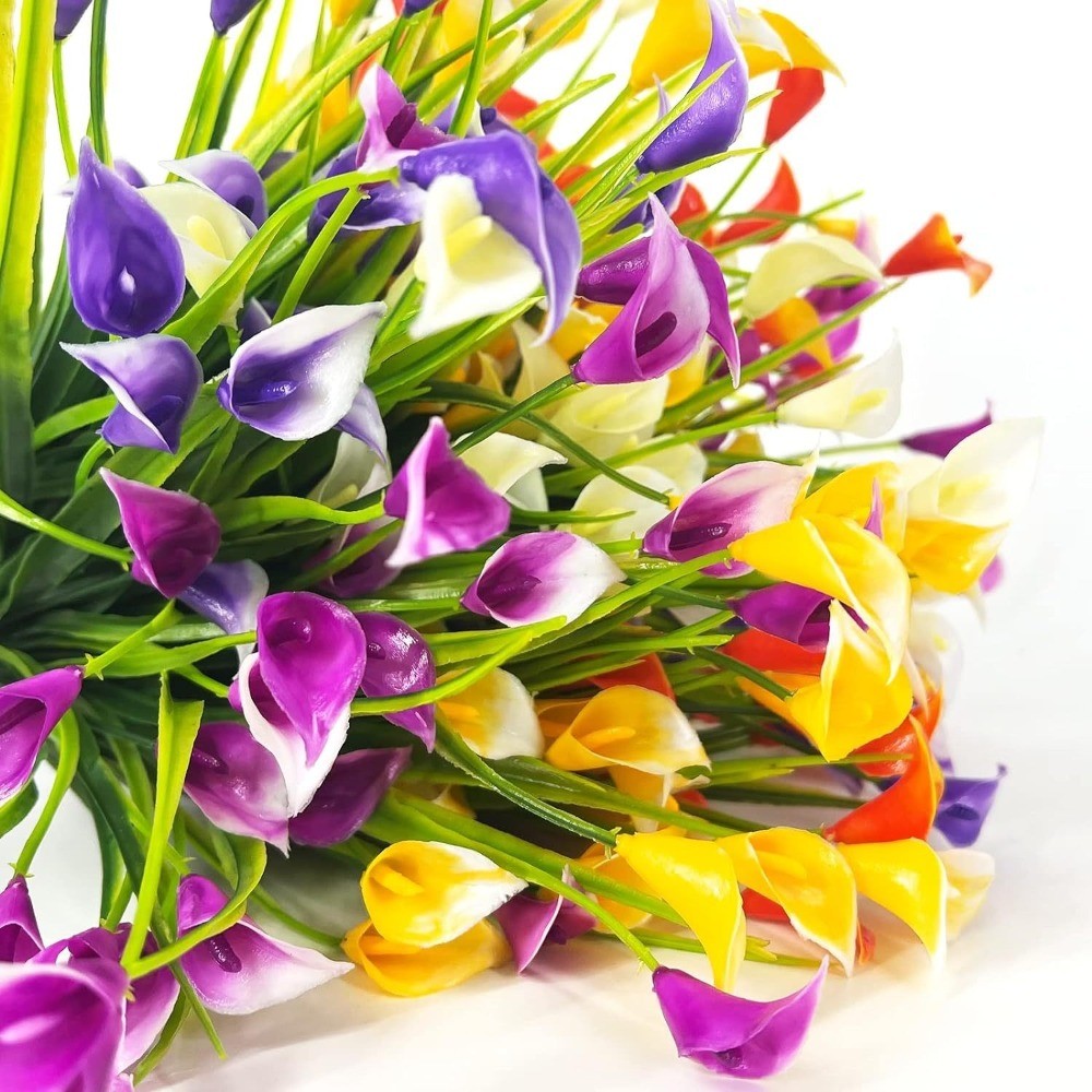1/2/5Pcss 33cm Artificial Calla Lily Bouquet Plastic UV Protection Calla Lily Artificial Flowers Fake Plant Home Room Decor